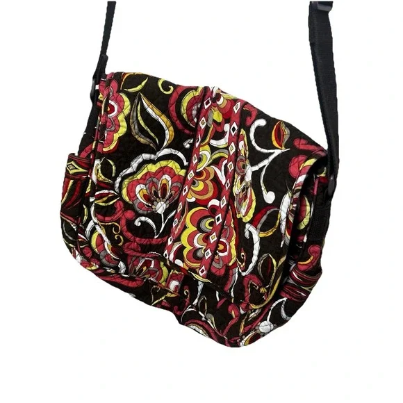 Messenger Bag in‎ Brown Fall Paisley Vera Bradley Zipper Pockets Crossbody - Picture 4 of 11